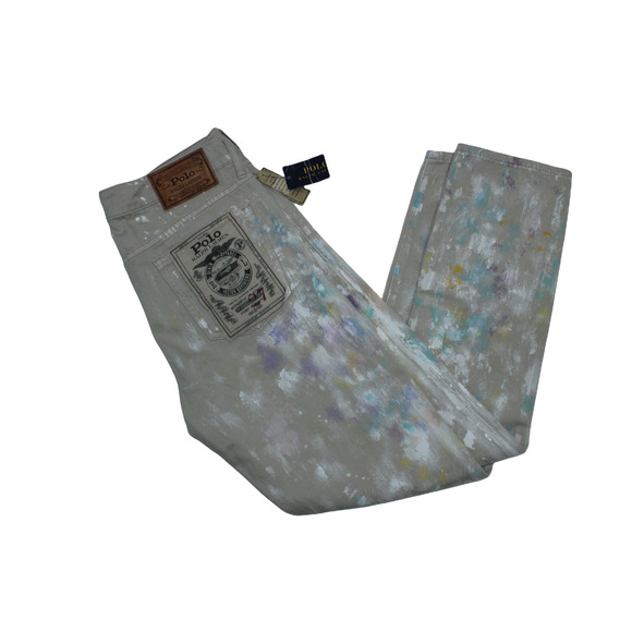 NEW POLO RALPH LAUREN WOMENS SIZE 27 MID RISE PAINTED ASTOR BOYFRIEND JEANS - Picture 10 of 10